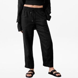 NWT Athleta Retreat High Rise Linen Ankle Pant size Small in Black